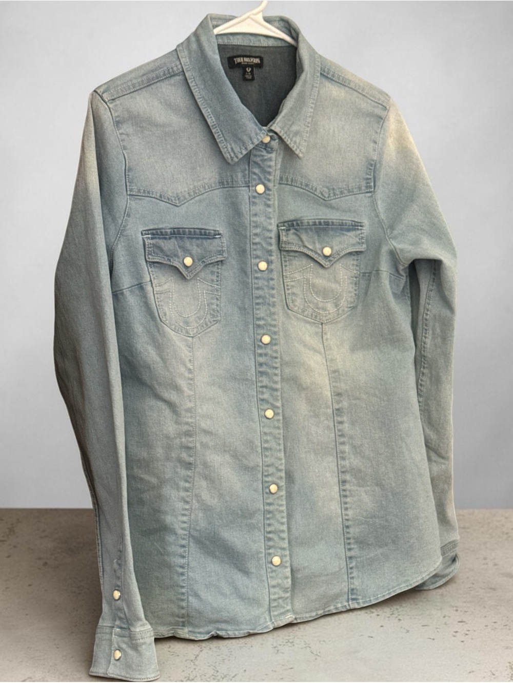 True Religion Light Wash Denim Western Shirt
